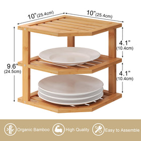 VERTORGAN corner shelf side profile showing sturdy bamboo construction.