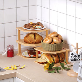 VERTORGAN cabinet and countertop rack elevates plates and bowls.