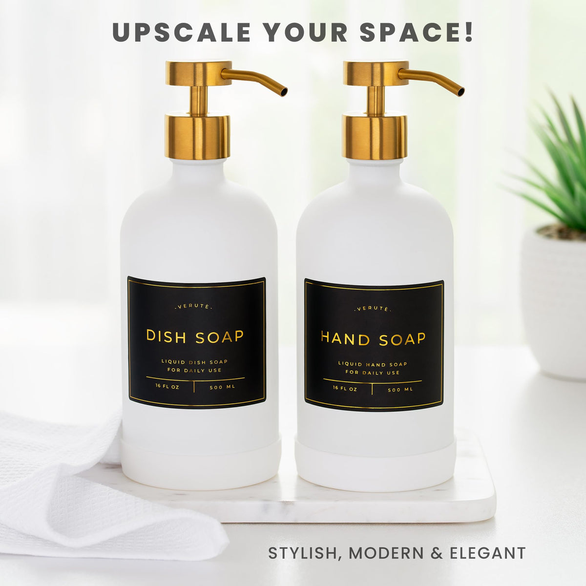 Verute 27 waterproof labels in three colors for organized soap and lotion refills