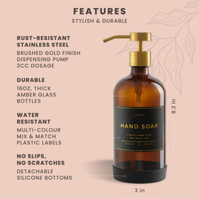 Verute amber bottle on countertop showing cohesive decor and refills.