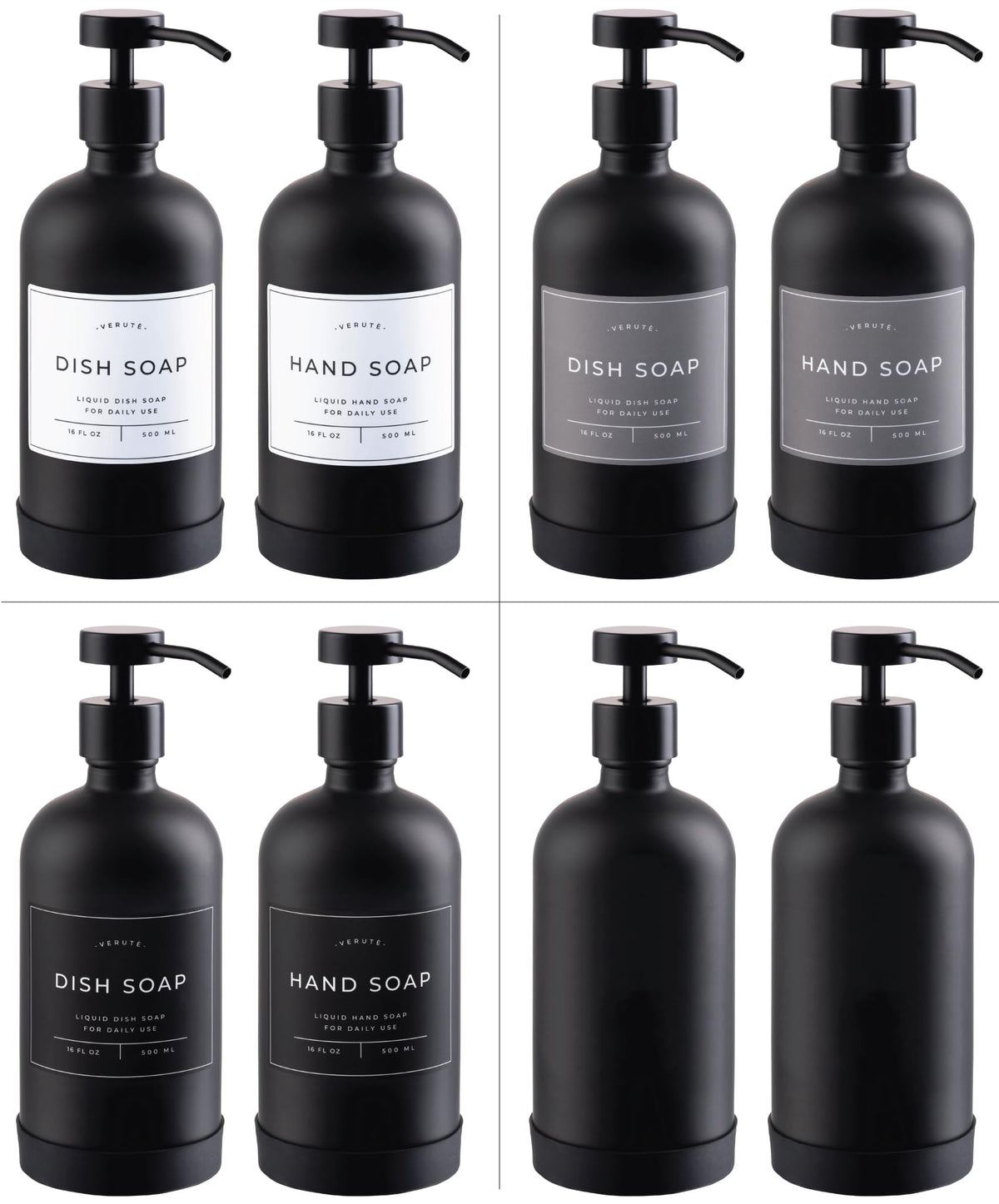 Verute two 16oz glass bottles set for kitchen or bath use