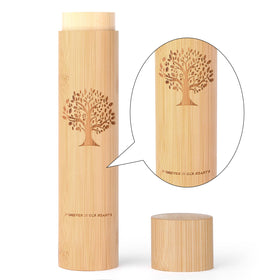 Very100 bamboo urn with a tight-seal cap to prevent ash spills.