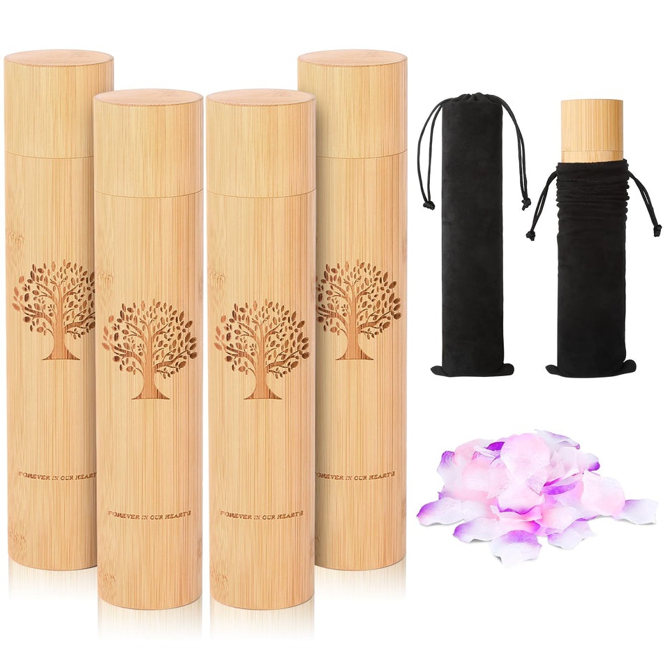 Very100 tree-of-life bamboo scattering urn with engraved pattern for a nature-inspired tribute.