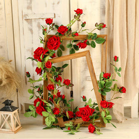 Veryhome rose vine garland full-length view highlighting 6 ft length.