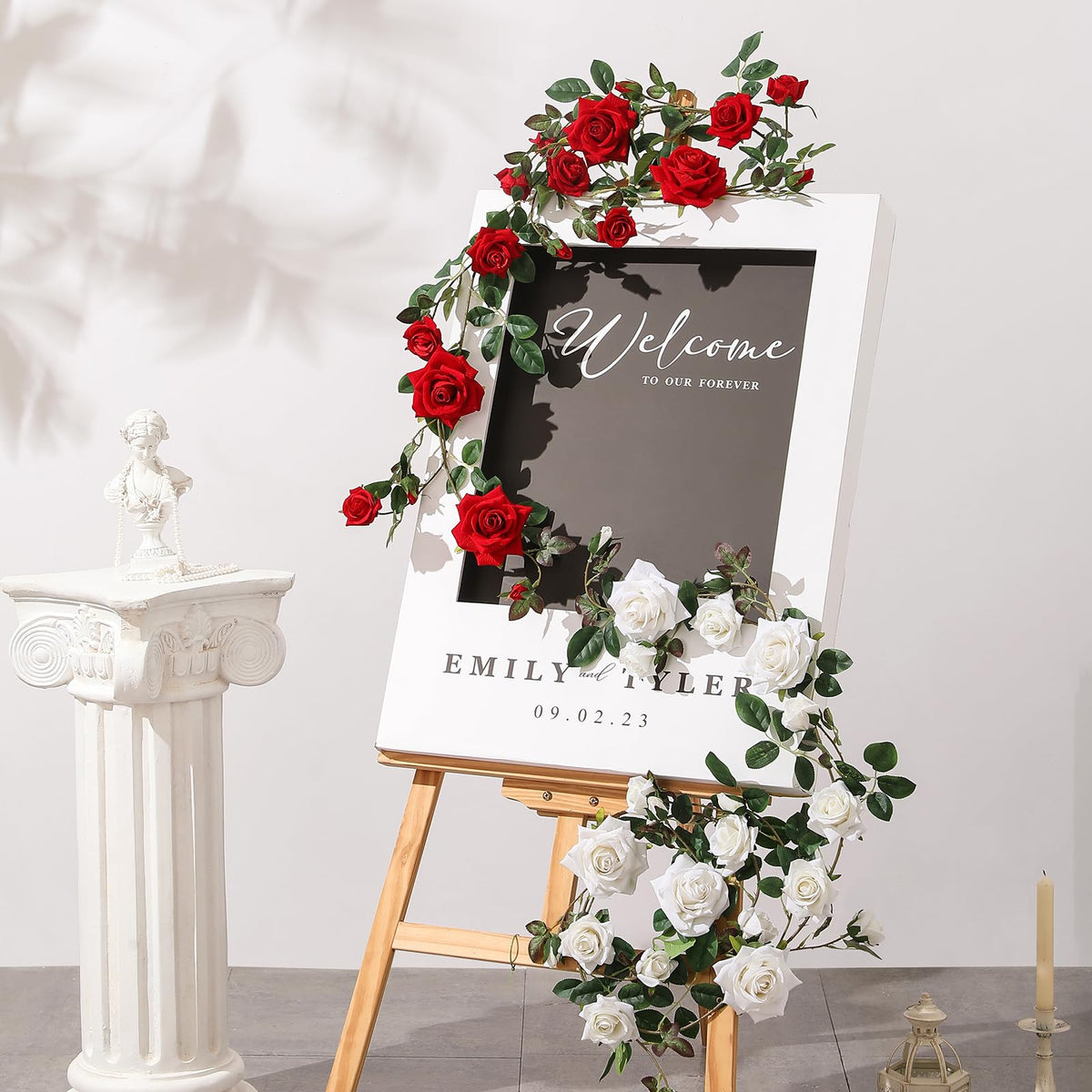 Veryhome rose vine garland used as aisle decoration for wedding.