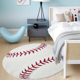 Vesocro round baseball rug non-slip back keeps seating areas secure
