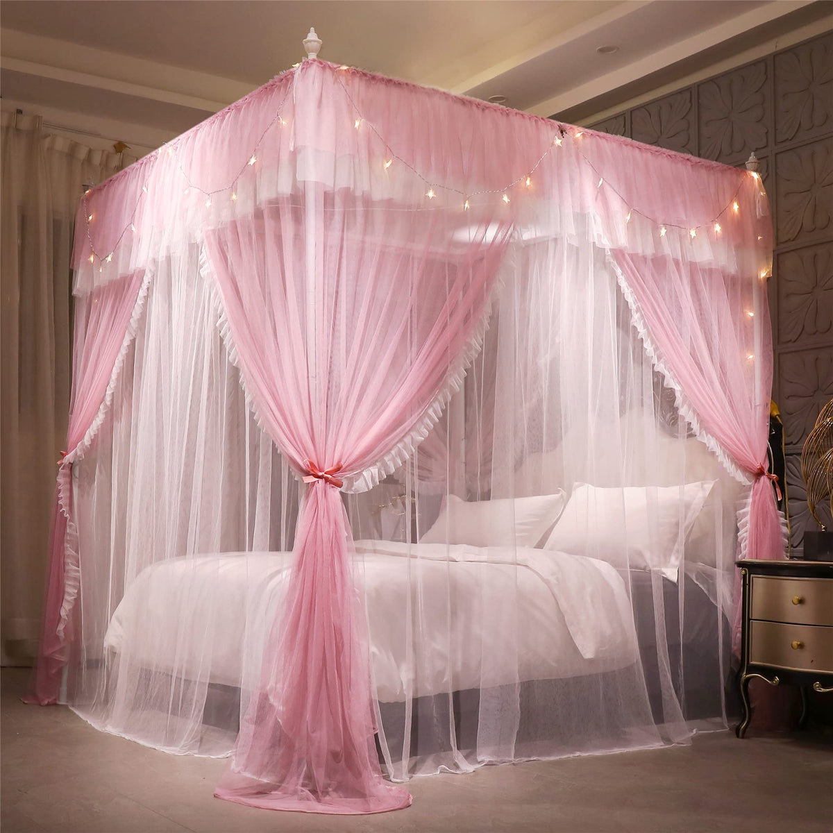 VETHIN four-openings bed canopy design for easy access from any side
