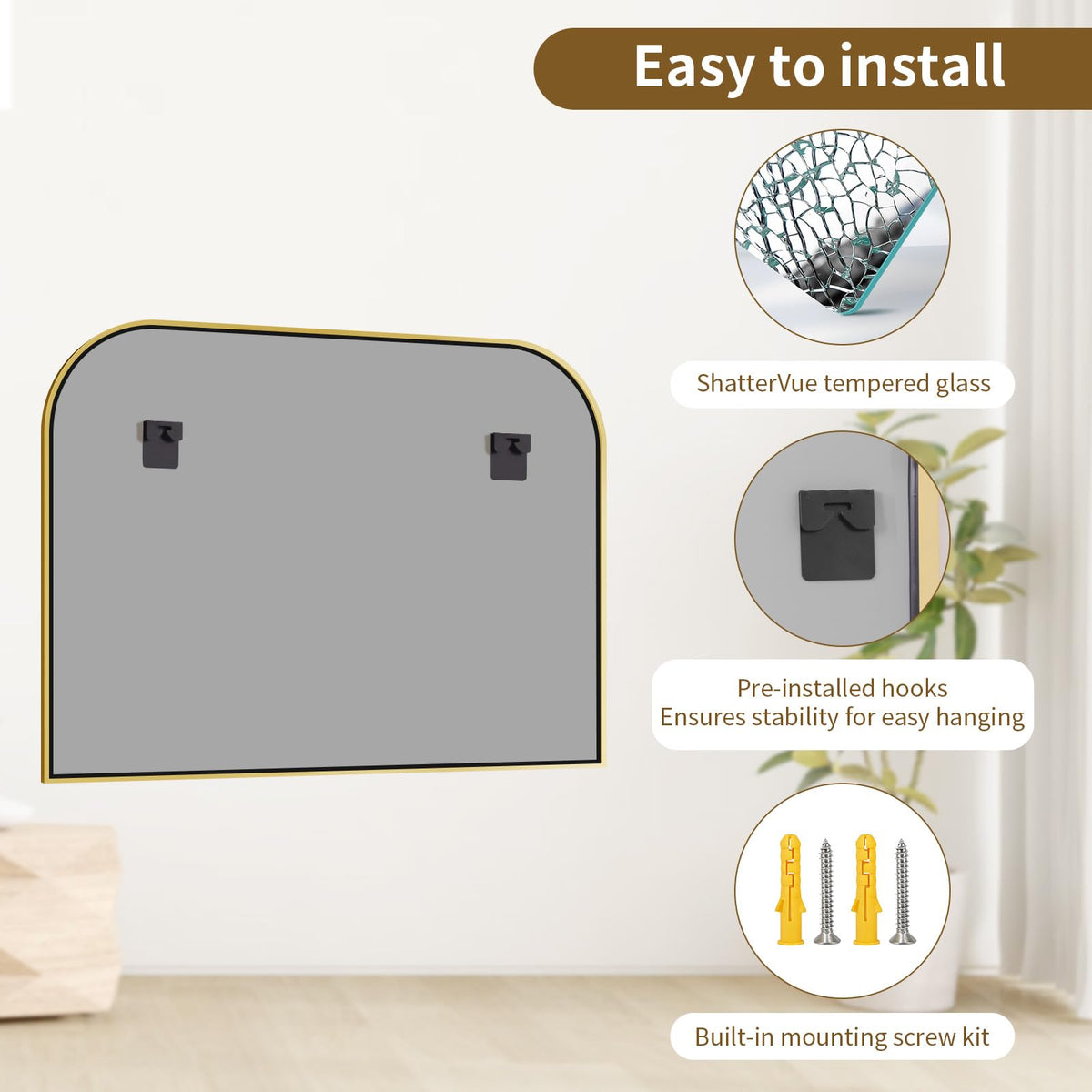 VETROVUE reinforced backing plate adds extra sturdiness against impact.