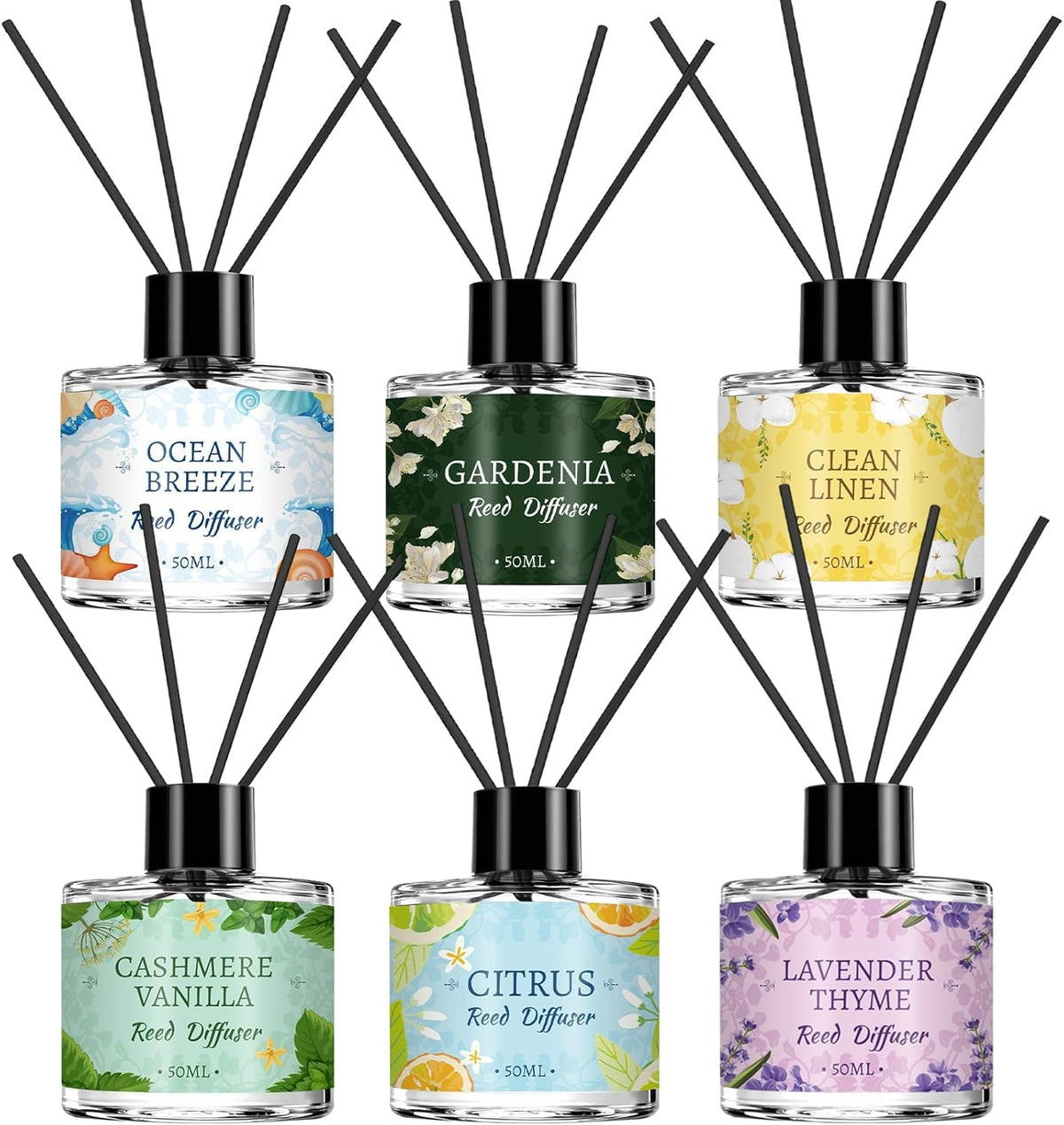 Vetuslumen 6-pack diffuser bottles for lasting room fragrance