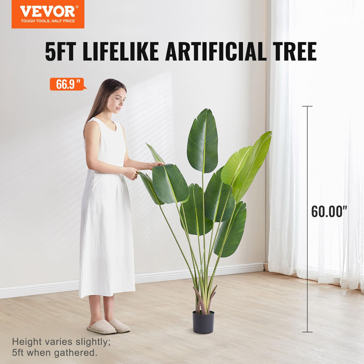 Close-up of VEVOR leaves showing tropical realism for decor