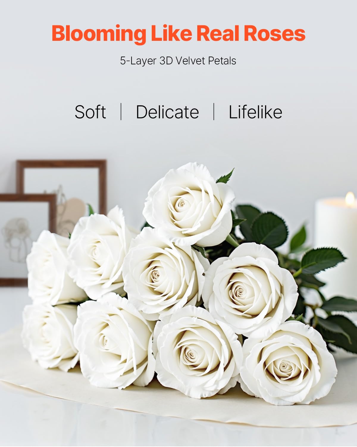 VEVOR 20-inch stems with 5-layer petals for a full, natural look in any arrangement.