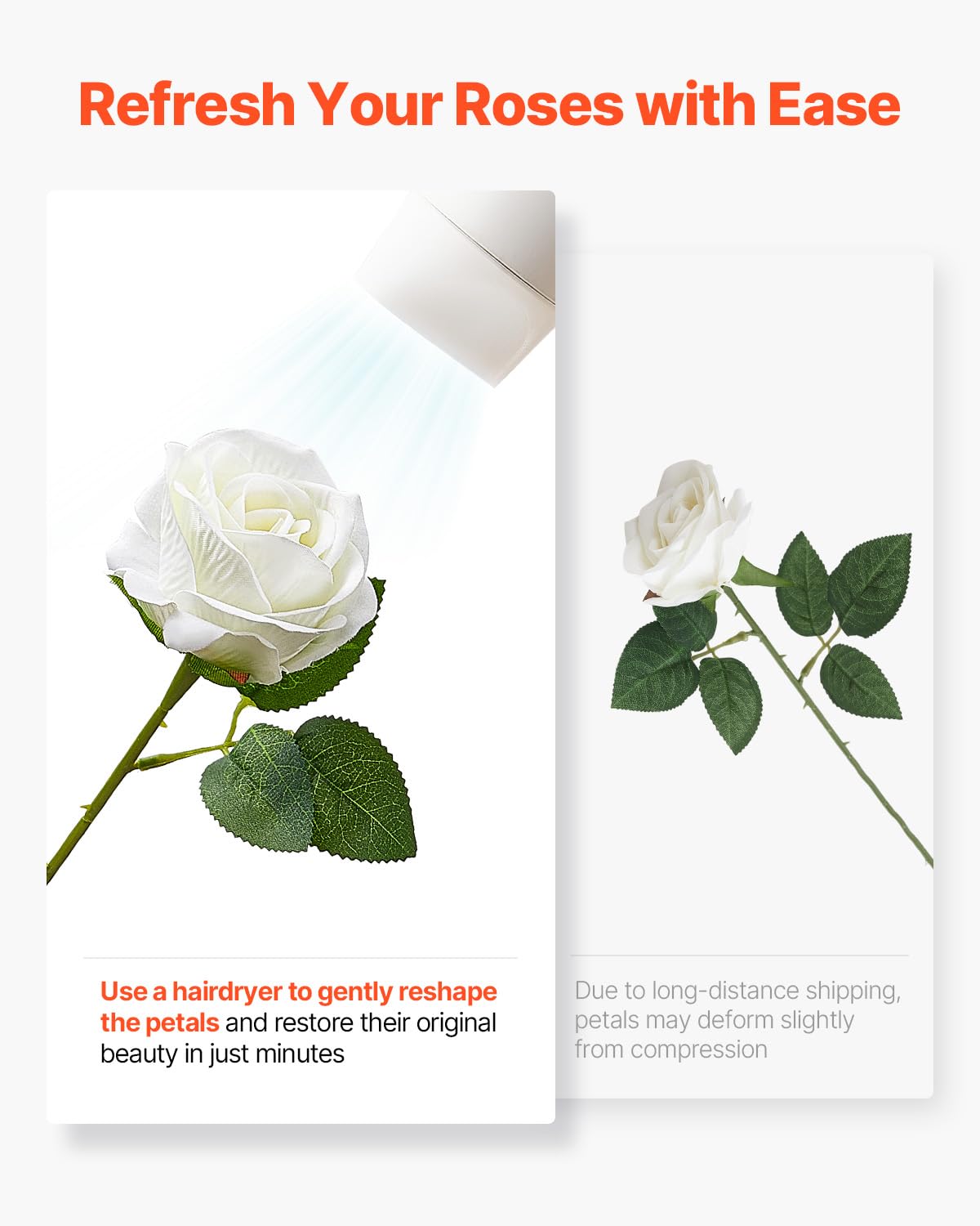 Fade-resistant flocking keeps petals bright for weddings and events.