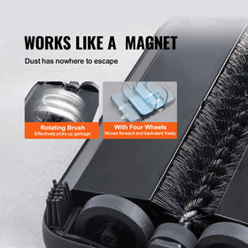 VEVOR carpet sweeper 300 ml dustbin, easy emptying mechanism.