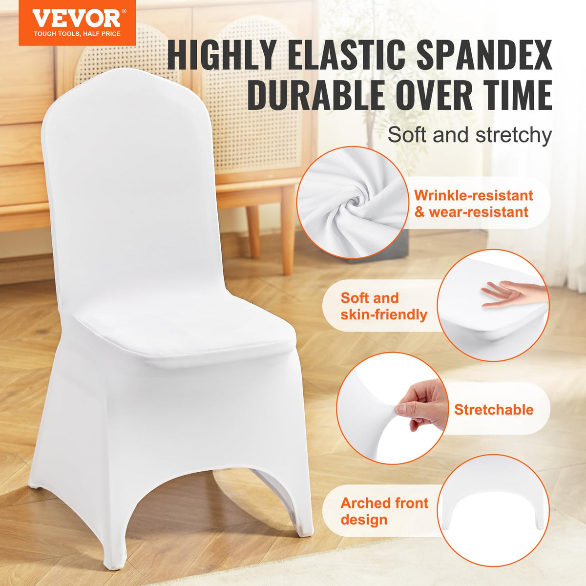 VEVOR chair cover arch design protects feet and floor, reducing wear.
