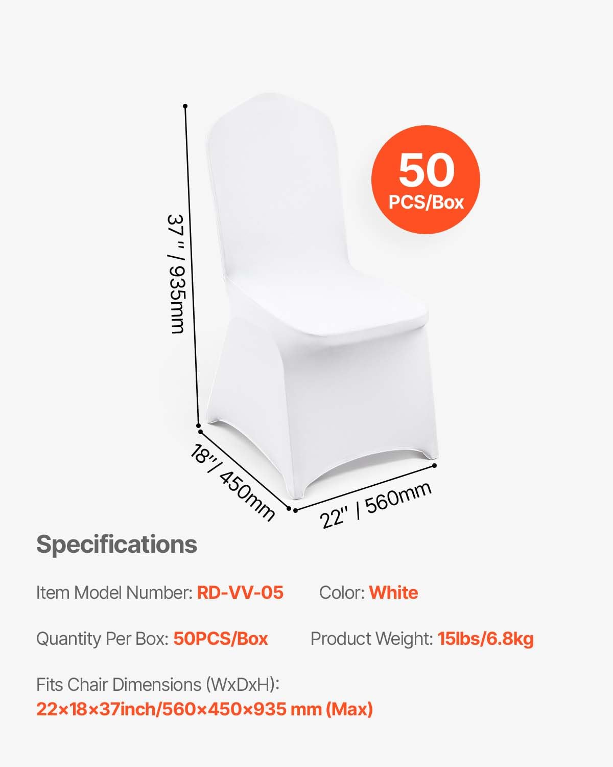 VEVOR durable stitching on white chair cover supports repeated use.