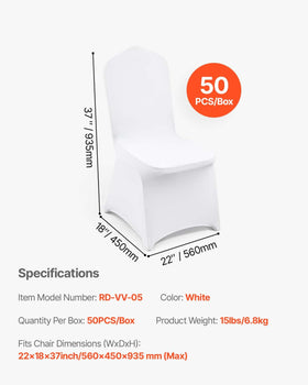 VEVOR durable stitching on white chair cover supports repeated use.