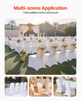 VEVOR chair cover for wedding and banquet with high-stretch fabric.