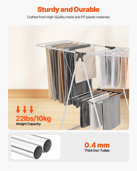 VEVOR foldable drying rack storage demonstrates easy compact storage.