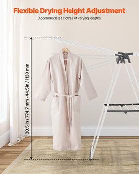 VEVOR height adjustable drying rack adapts to long garments and bed sheets.