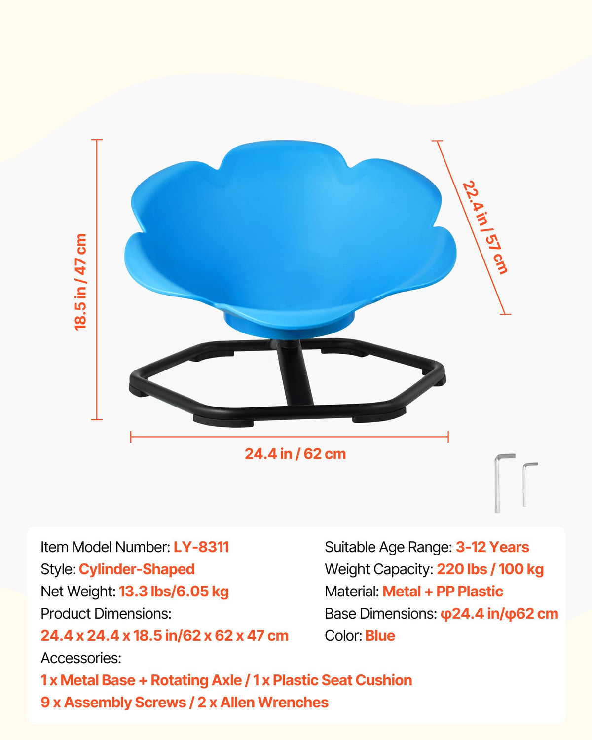 Anti-slip design keeps the chair stable on different floor surfaces.