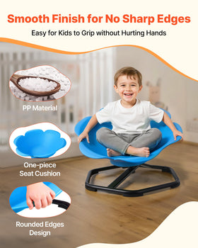 Recessed sensory seat provides comfortable seating and easy cleaning after use.