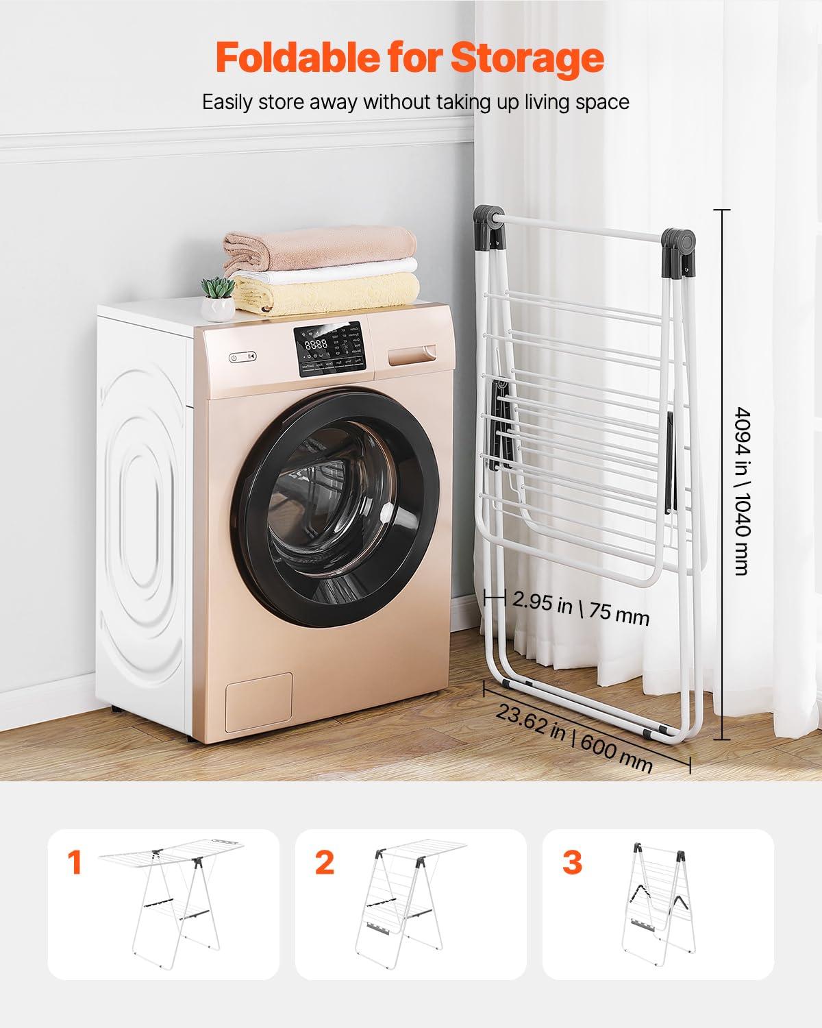 VEVOR metal frame offers sturdy stability for daily drying tasks.