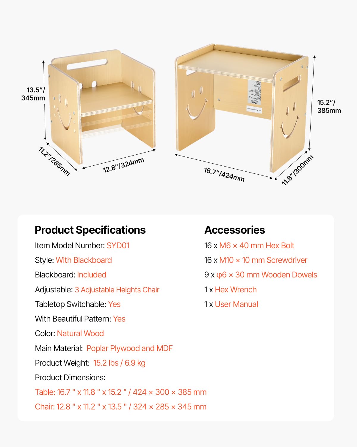 VEVOR Montessori suitable for ages 1–5 with growing capabilities