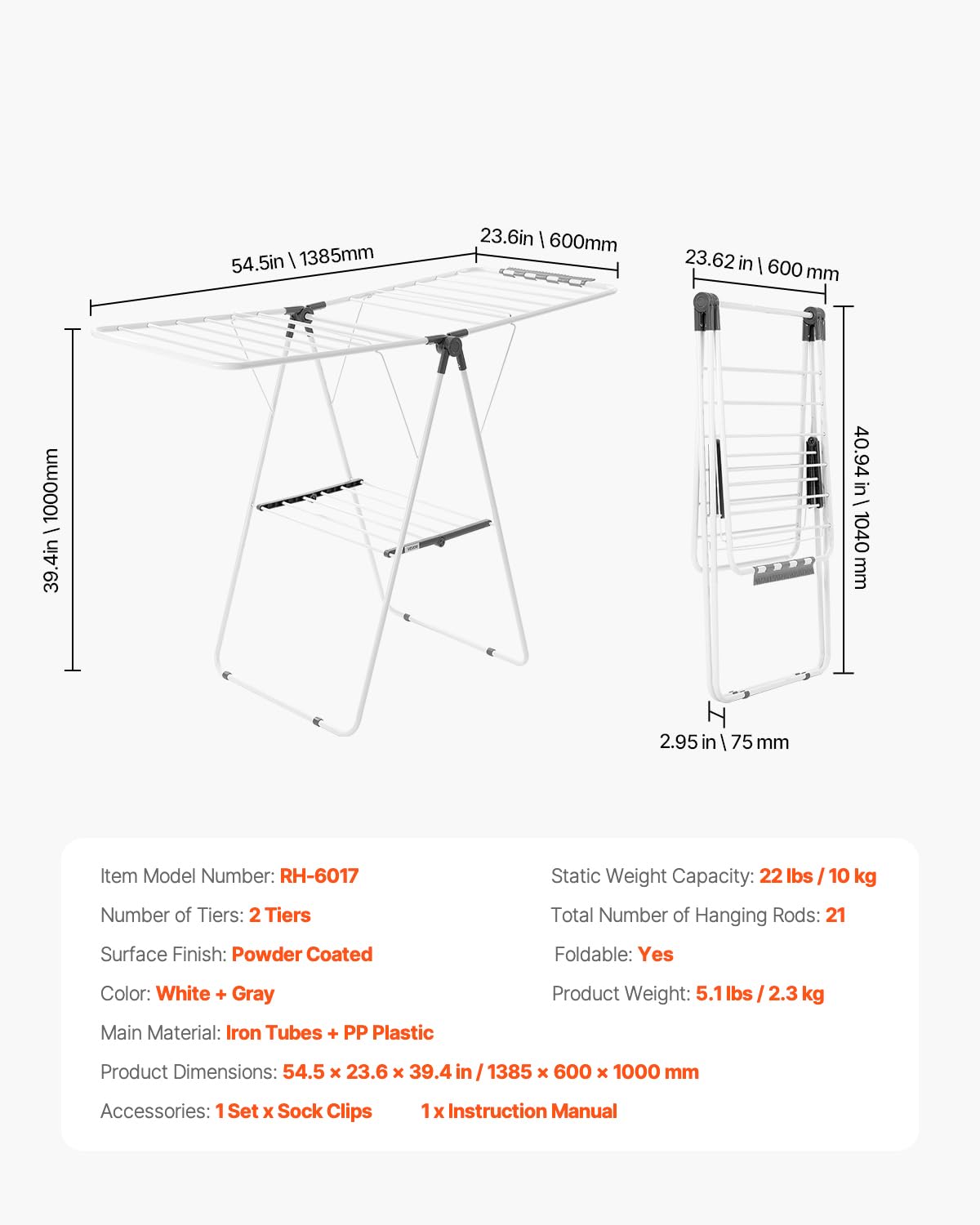 VEVOR drying rack suitable for outdoor and indoor use.