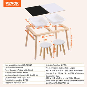 VEVOR Sensory Table natural pine wood with smooth edges.