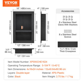 VEVOR shower niche black finish blends with modern bathroom design.
