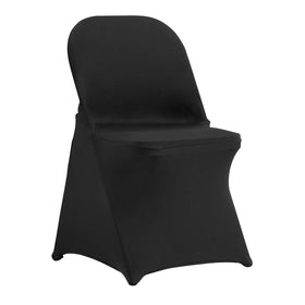 VEVOR stretch chair cover in black fitted on a folding chair for a sleek event look