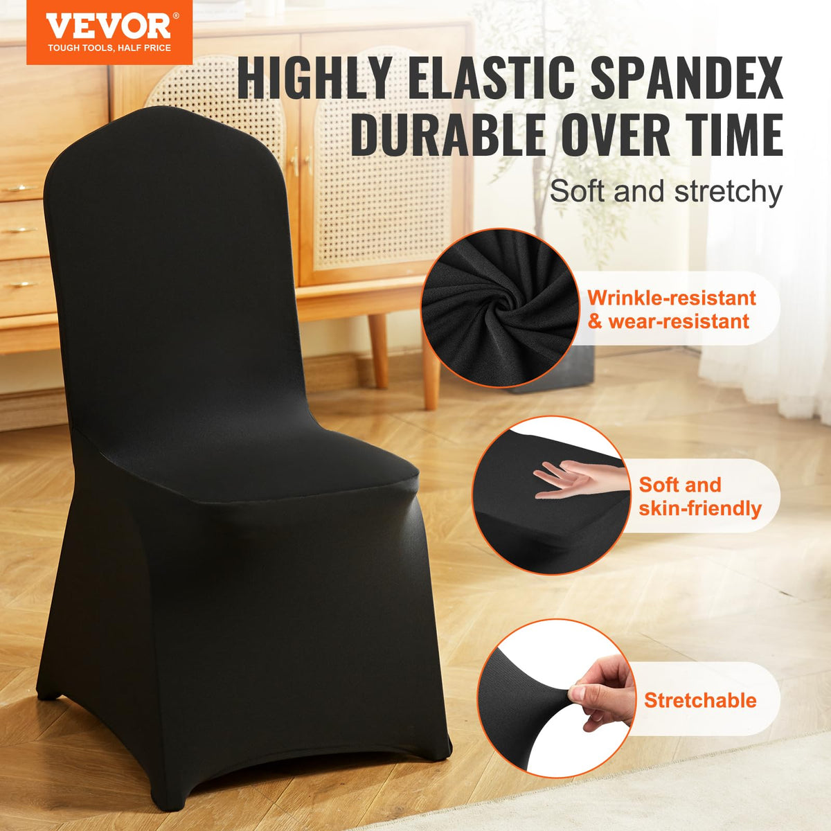 VEVOR stretch spandex slipcovers offer wrinkle-free, elastic fit for dining chairs