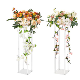 VEVOR 2-pack wedding flower stand front view shows sturdy acrylic frame for stable displays.