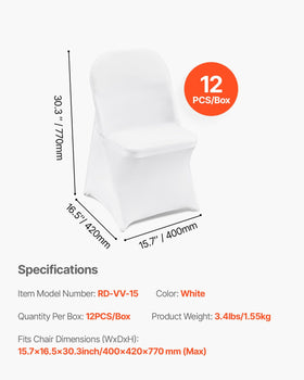 VEVOR white folding chair cover bright white for weddings and banquets