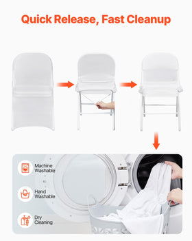 VEVOR white folding chair cover with durable pocket feet