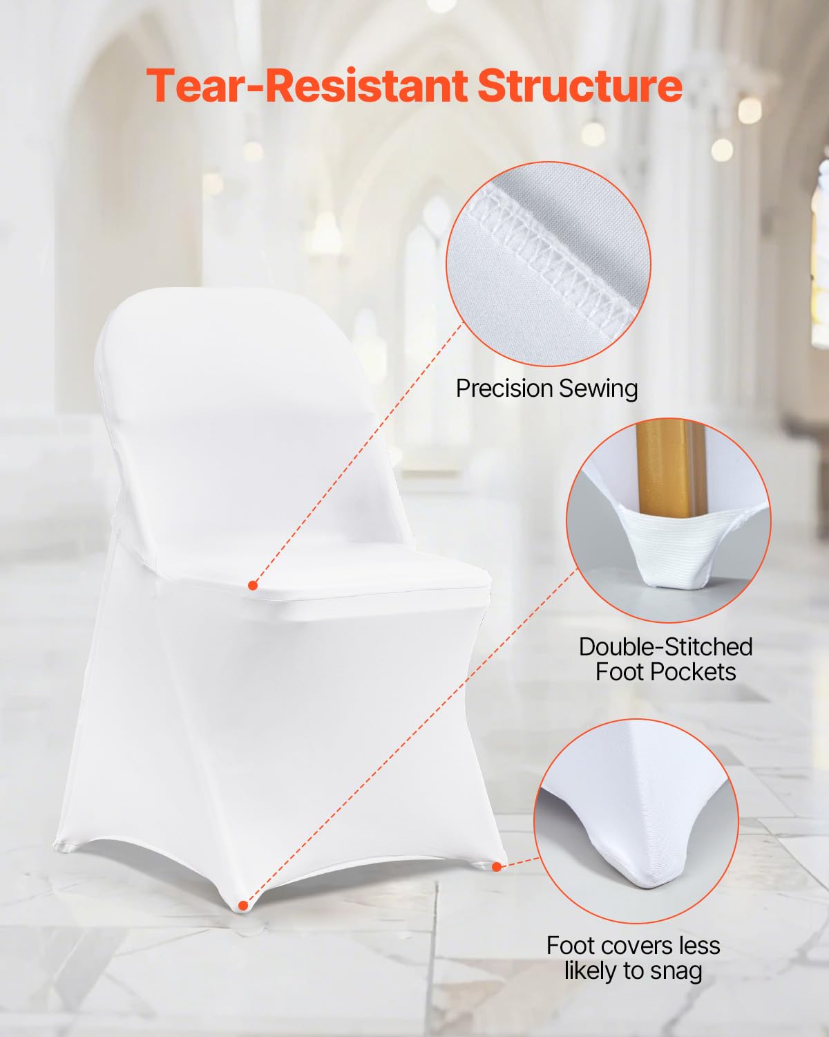 VEVOR white folding chair cover ideal for indoor and outdoor events