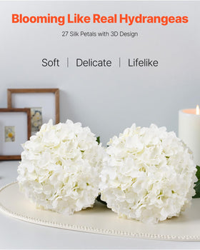 VEVOR white silk hydrangea closeup petals showing lifelike texture