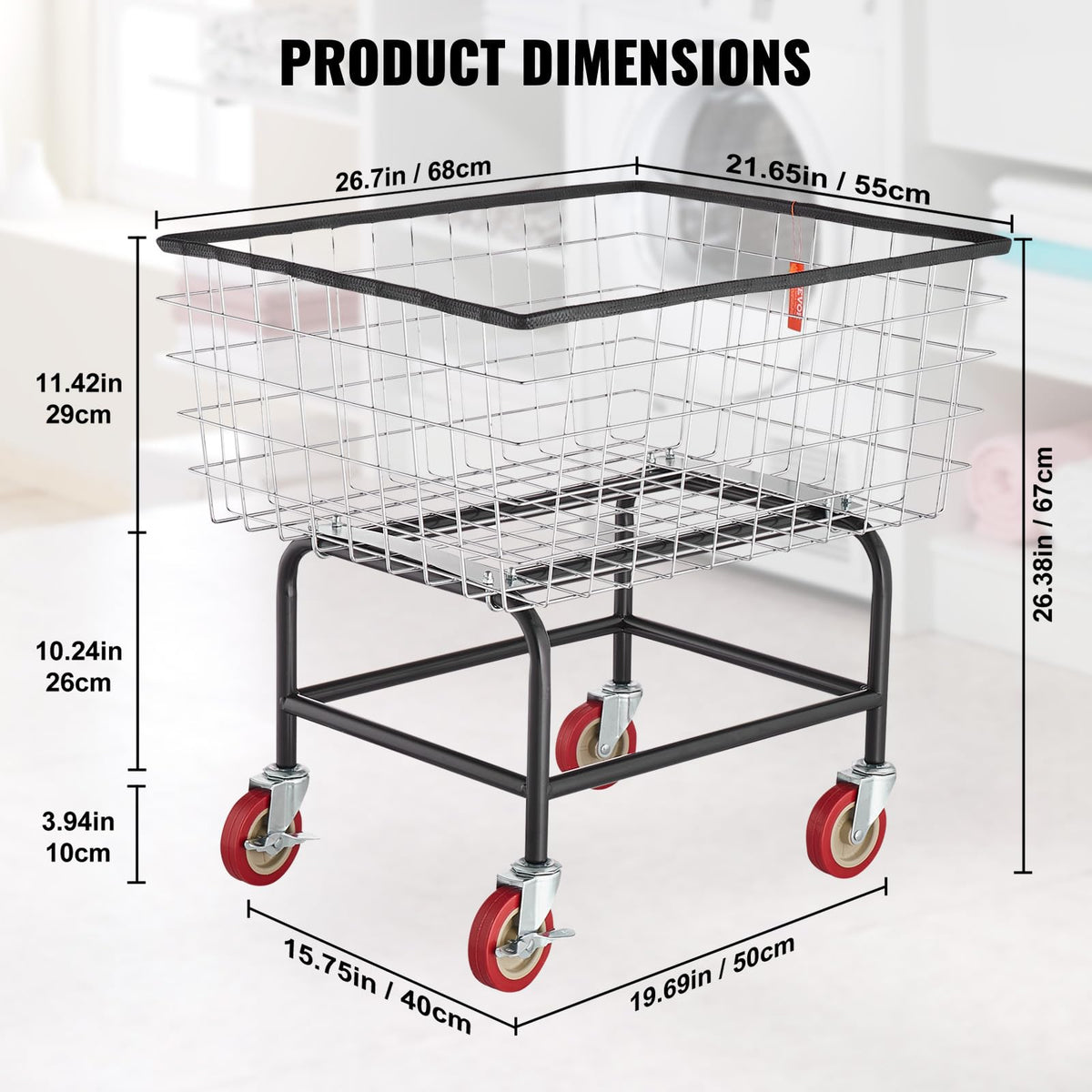 VEVOR cart with 4-inch PU casters rolls smoothly on floors