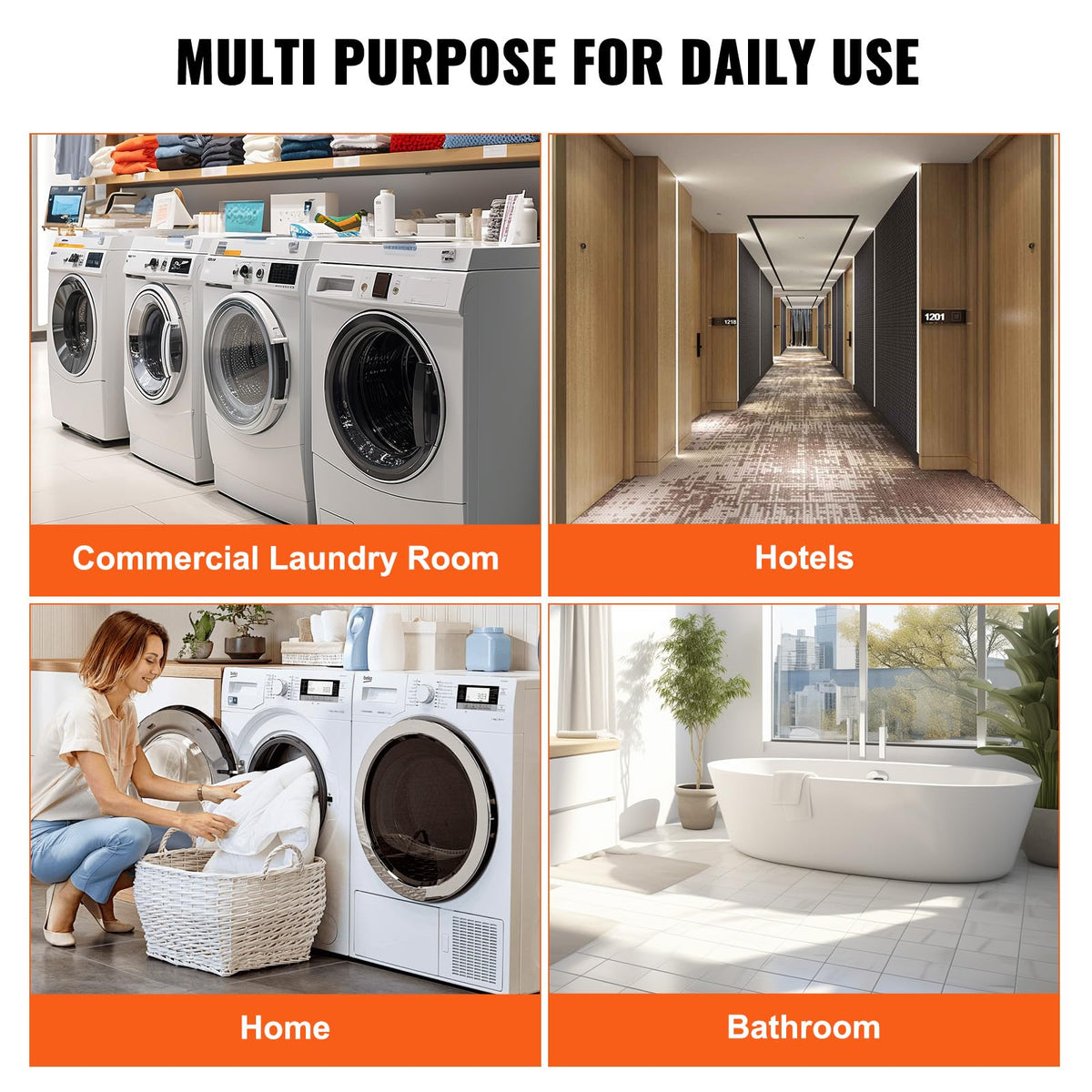 VEVOR wire cart suits homes, hotels, and commercial laundry rooms