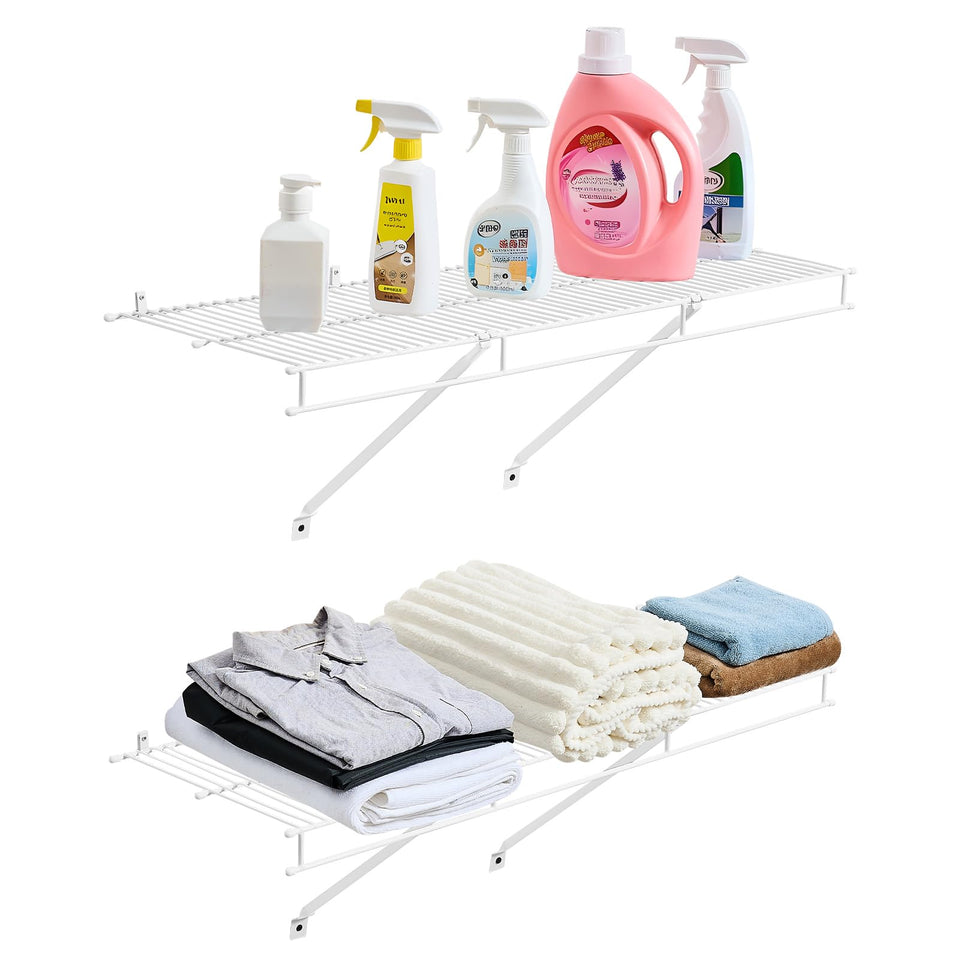 VEVOR wire shelf kit, 3ft two-pack, wall-mounted, space-saving storage solution.