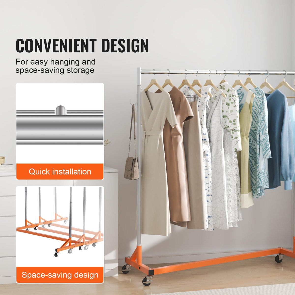 vevor z rack solid steel construction supports heavy garments without wobble.