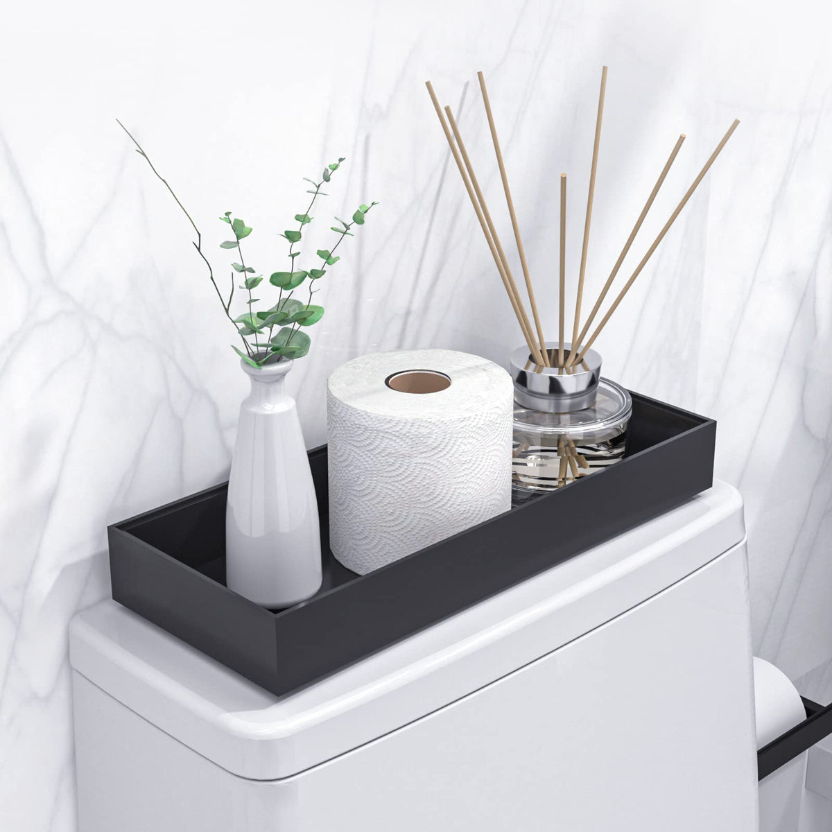VeyFey toilet tank tray black two-pack keeps tissues within reach