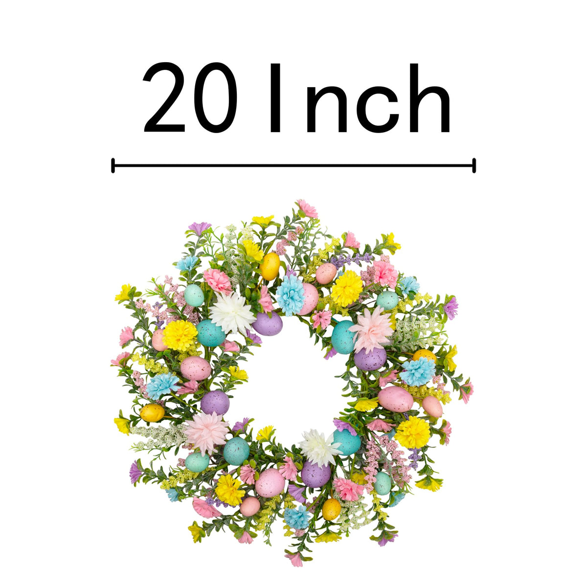 VGIA Easter wreath with pastel eggs and daisies for vibrant living room decor