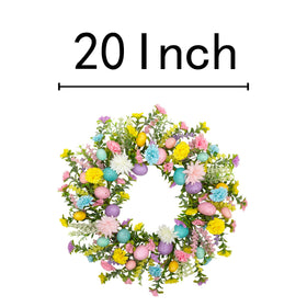 VGIA Easter wreath with pastel eggs and daisies for vibrant living room decor