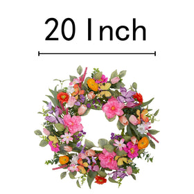 VGIA spring wreath featuring pink tulips and greenery for vibrant decor.