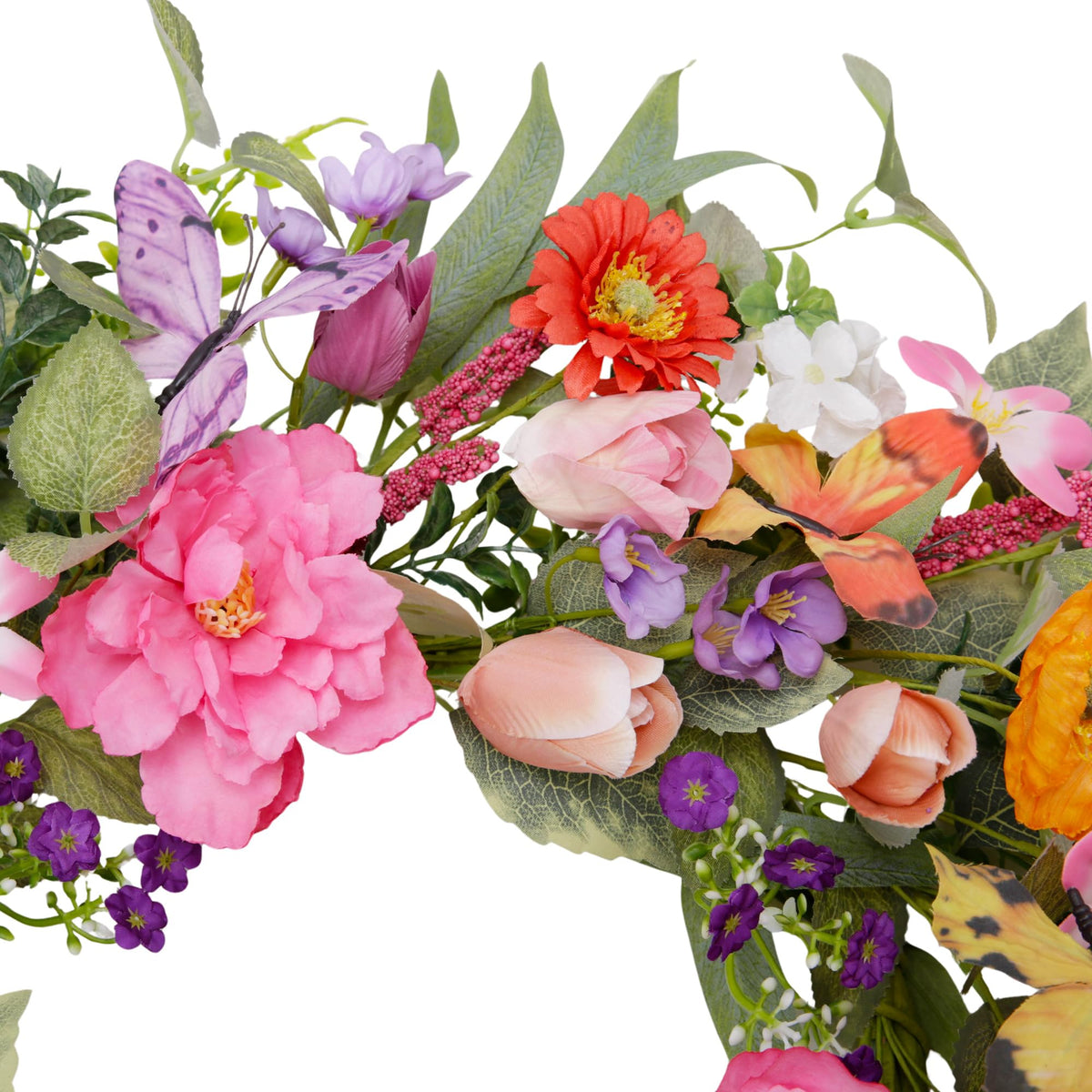 VGIA wreath with purple butterflies adds seasonal charm.