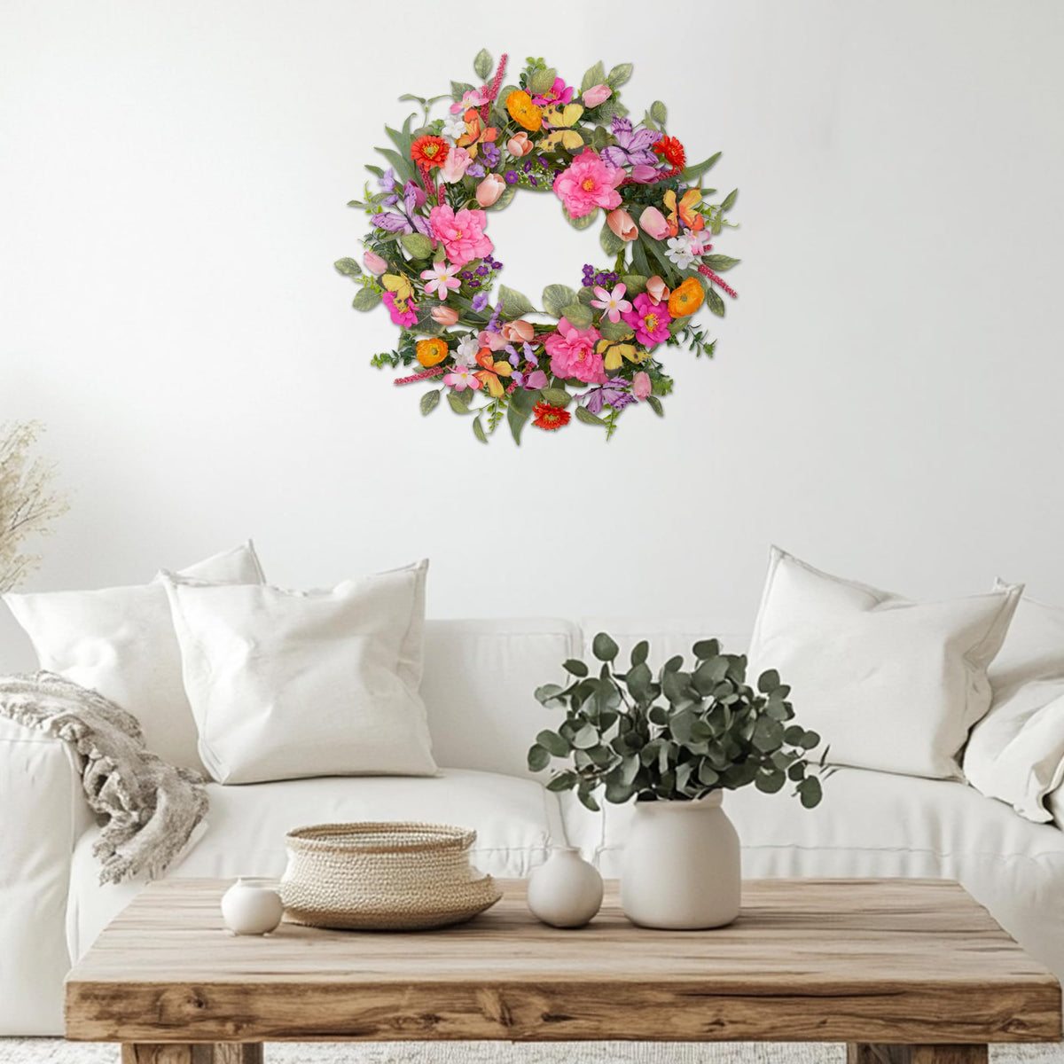 VGIA spring wreath pairs with other decor for year-round charm.