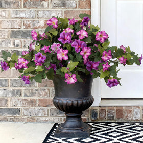 VGNQA artificial petunia flowers outdoors with gradient purple petals.