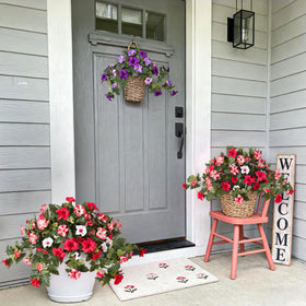VGNQA artificial petunia pink bloom brightening outdoor balconies with easy upkeep.