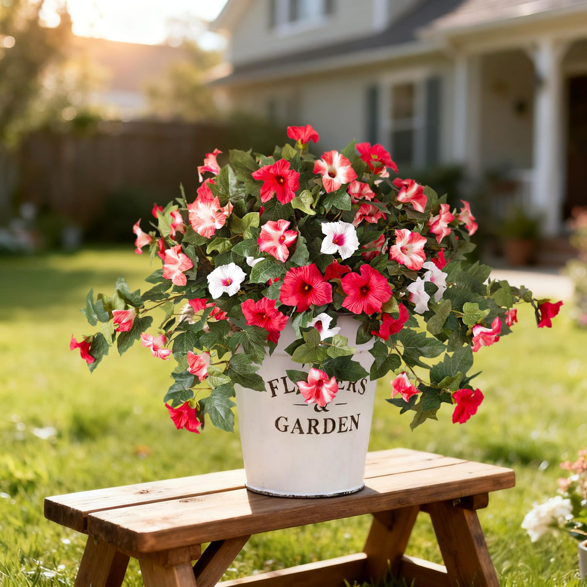VGNQA artificial petunia porch display for outdoor decor.